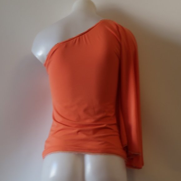 CHRISTINA MAKOWSKY ORANGE ONE SHOULDER TOP S * - Picture 7 of 8